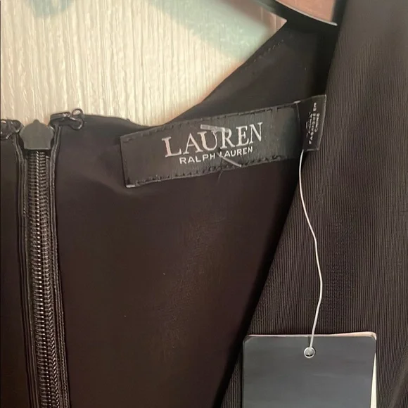 Lauren Ralph Lauren Black Wrap Mini Dress V-Neck Cocktail - Picture 2 of 6